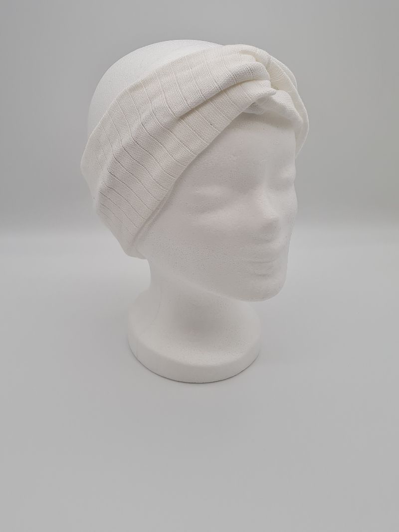  - Stirnband aus Strickstoff in naturweiß, Knotenstirnband, Turbanstirnband, Bandeau, Haarband, handmade by la piccola Antonella  