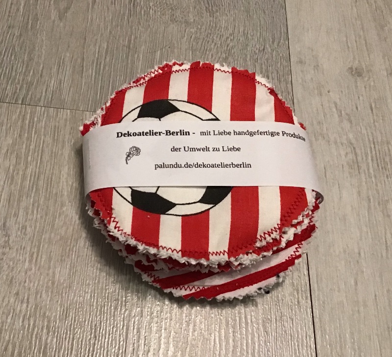 - Abschminkpads XL ❤️ 6er ❤️ wiederverwendbar ❤️ Geschenk ❤️ Einzigartig ❤️ Unikate - Fußball rot