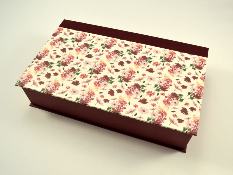  - Schachtel mit Klappdeckel Blumen Buchbindearbeit 