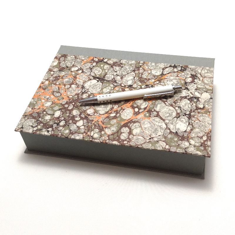  - Box / Schachtel mit Klappdeckel marmoriertes Papier - Buchbindearbeit 