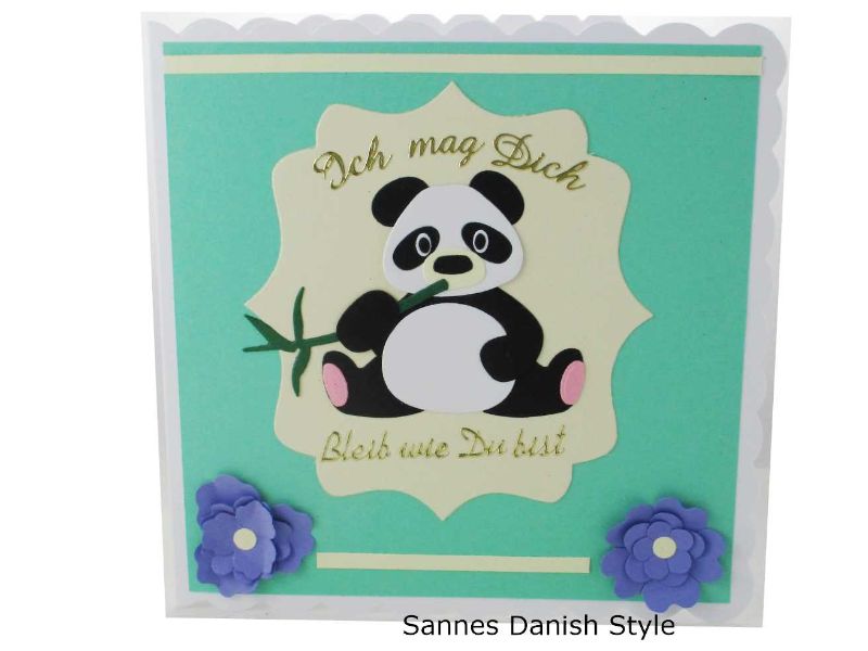  - Panda Geburtstagskarte mit Text, Ich mag dich und Bleib wie du bist, 3D Grußkarte Panda, die Karte ist  ca. 15 x 15 cm