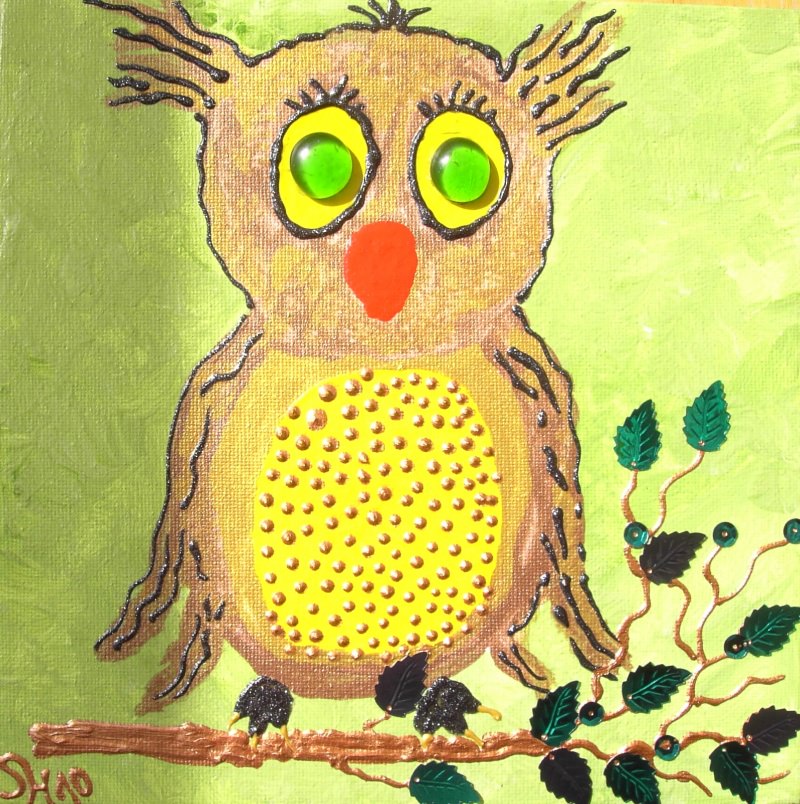  - Acrylbild MADAME EULE Acrylmalerei Kinderzimmerbild Kunst Malerei Gemälde auf Leinwand Handarbeit  Tierbild Tiermotiv Eulenbild Geschenk