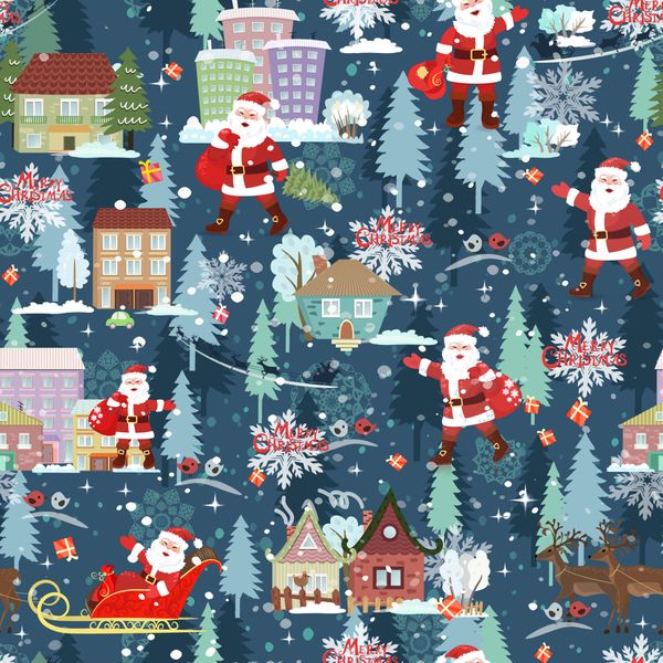  - Weihnachtsstoff Baumwolldruck - Xmas- Weihnachtsmann mit Schlitten auf jeansblau auch für Stoffmasken Weihnachtsstoffe kaufen Meterware Webware made in EU