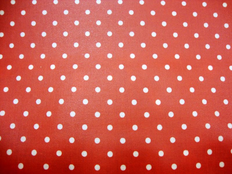  - beschichtete Baumwolle weisse Punkte auf rot von Glünz Utensilo Fahradtasche Geschenkeverpackung Wachstuch Kosmetiktasch Meterware kaufen