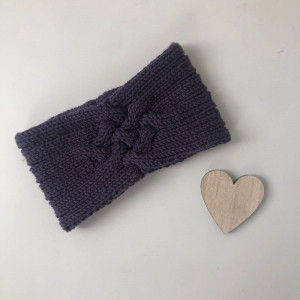 Stirnband ZOE  dunkles violett Handarbeit  aus Wolle von zimtblüte  