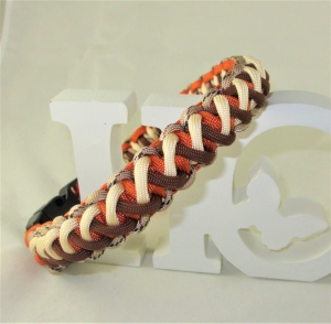 Halsband Crossover Colours orange/braun Paracordhalsband geflochten Flechthalsband Hundehalsband Paracord mit Klickverschluss Metallverschluss wahlweise Zugstopp 