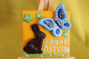 Minibild Collage  FROHE OSTERN Geschenk zu Ostern Osterdeko  Deko Hase Minikeilrahmen Schmetterling