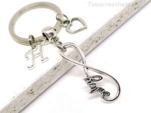 Personalisierter Infinity Schlüsselanhänger, Unendlichkeit, Hope, Hoffnung, Herz, Glücksbringer, Taschenanhänger, Geschenk