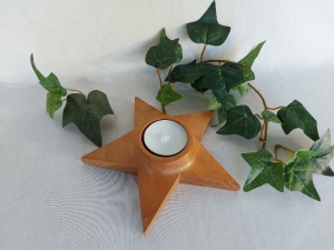 kleiner Teelichthalter aus Holz in Sternform 11 cm kaufen 